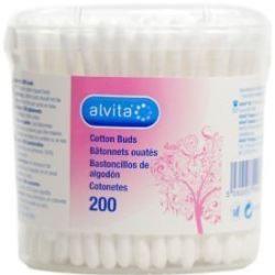 Boite Coton Tige ALVITA - Boite 200 Bâtonnets Ouatés