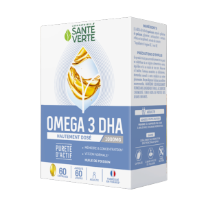 Omega 3 DHA - 1000 mg - Mémoire et concentration - 60 capsules - SANTÉ VERTE