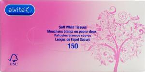 Mouchoirs Blancs en Papier Doux ALVITA - Boite 150 Mouchoirs